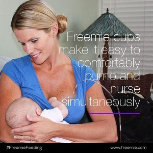 Freemie cups make it easy to comfortably pump and nurse simultaneously.